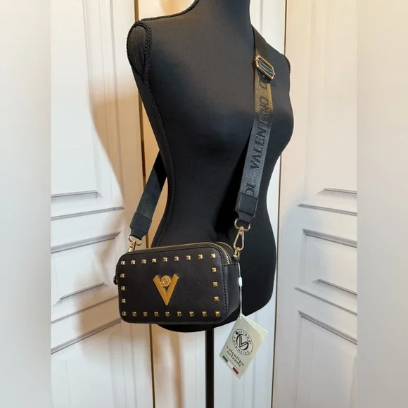 Valentino Orlandi Black and Gold Studded Crossbody Bag - Picture 13 of 13